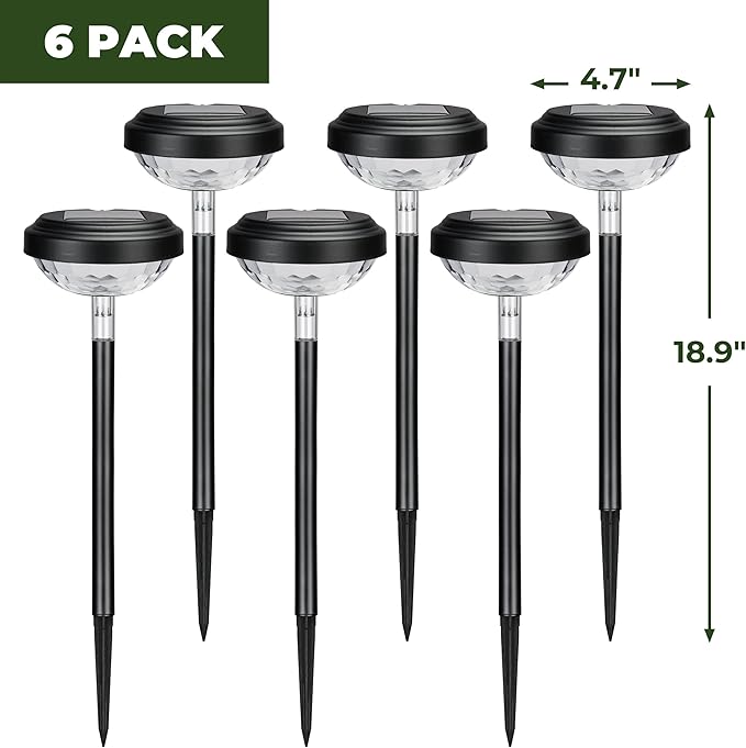 Kingsyard 6 Pack Solar Pathway Lights Outdoor Waterproof IP67, Bright Color Changing & Cool White LED Solar Lights for Outside Garden Yard Landscape Path Christmas Walkway Decor