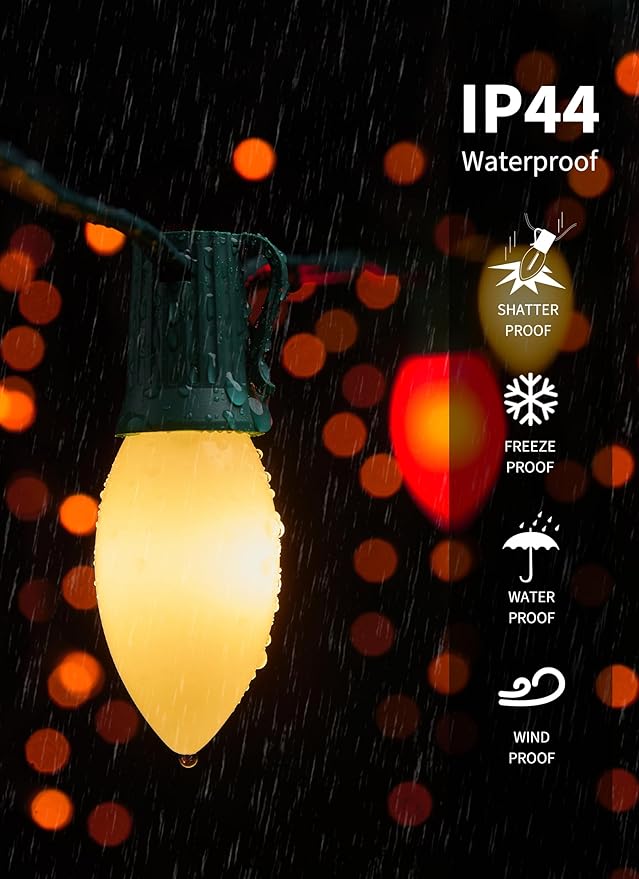 Vintage C9 LED Christmas Lights Outdoor, 150 Feet C9 String Lights with 75 Shatterproof C9 Bulbs, Waterproof | Lumora