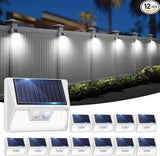 12 Pack Solar Lights Outdoor Motion Sensor, Waterproof Fence Lights with 3 Lighting Mode, Cool White LED Security | Lumora