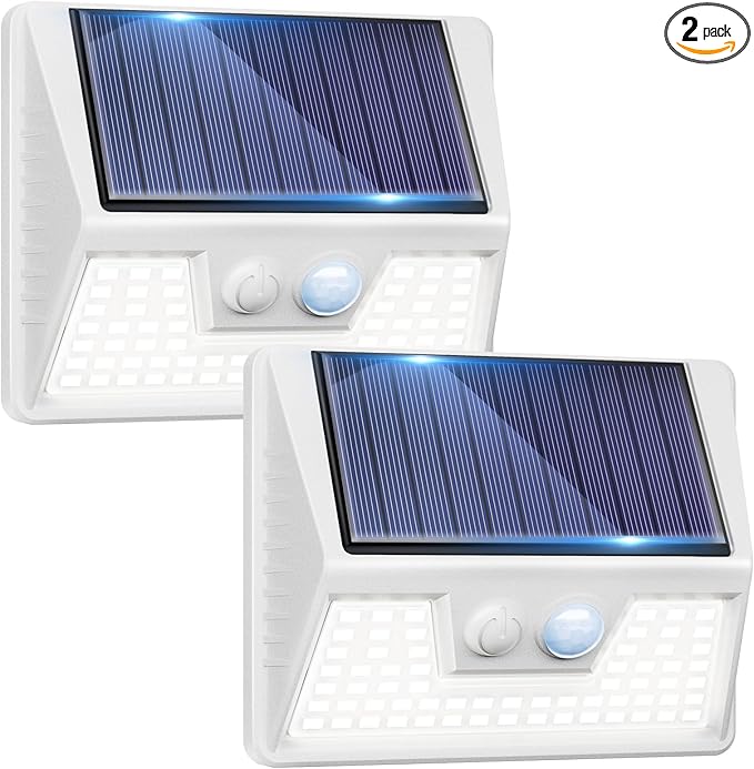 2 Pack Solar Motion Lights Outdoor, Waterproof Fence Lights Solar Powered with 3 Lighting Mode, Cold White LED Step | Lumora