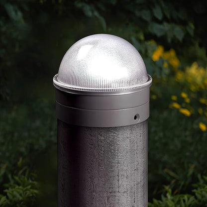 Classy Caps CH2233S Summit Chain Link Solar Post Cap, Silver – High Output LED, Fits 1-7/8", 2", 2-2/8",2.5, 2-7/8",3" Diameter Posts, Easy DIY, Brilliant White Light, Ideal for Chainlink Fence Posts