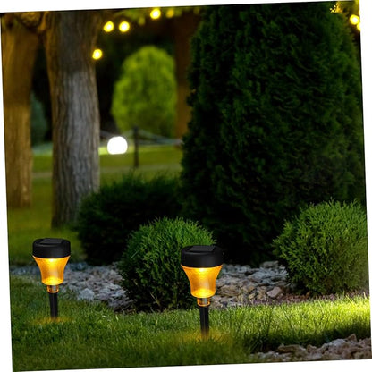NUOBESTY 2pcs Solar Pathway Lights Decorative LED Solar Garden Lights for Outdoor Walkway Durable Lawn Lighting for Patio Driveway and Landscape
