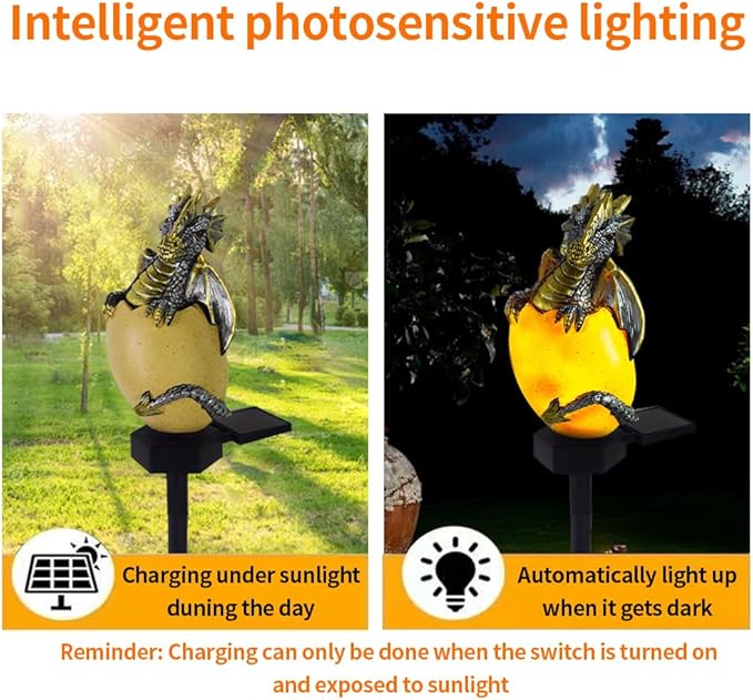 Solar Energy Dragons Pet Light, Garden Decoration Resin Cute Animal Ground Lamp,Wireless Dusk - Outdoor Path Light | Lumora