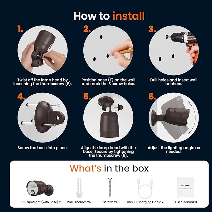Motion Sensor Light Outdoor Battery Operated, 4000mAh Rechargeable 600 Lumen Battery Outside Lights Spotlight, IP65 Waterproof for Porch, Garage, House (Brown)