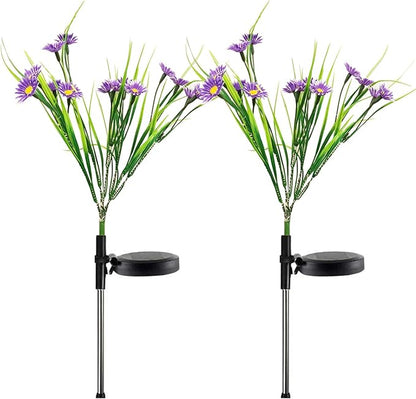 Solar Lawn Light Flower Light 2 Pack 28LED Daisy Solar Garden Light,Outdoor Decoration Stake Lights,Waterproof Solar Landscape Light Statue lamp Garden Stakes Decorative,Lawn (Purple)