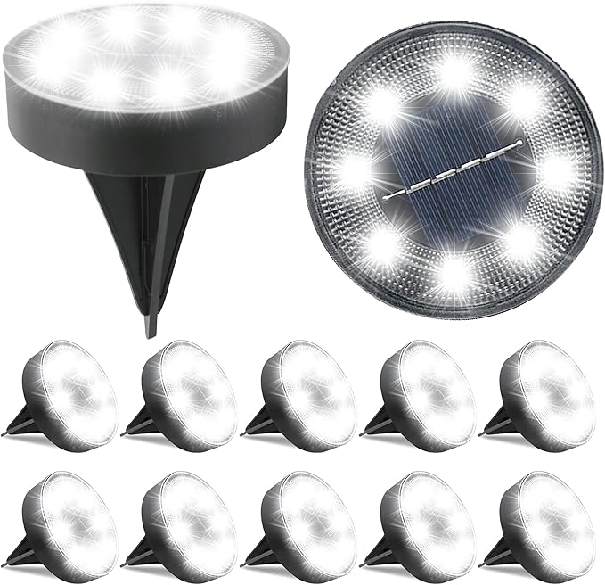 Siatom Solar Ground Lights 12 Pack, IP68 Waterproof Solar In-Ground Light for Outdoor, Flat Landscape Lighting | Lumora
