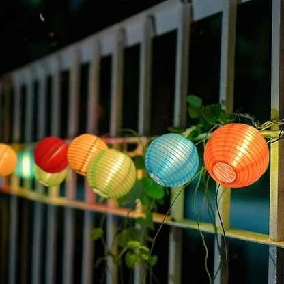 GOOTHY 8.5Ft Multicolor Lantern String Lights Outdoor, Plug in Christmas Decorations String Lights with 10 Mini Colorful Lanterns, Hanging Lanterns Lights for Outdoor Bedroom Bistro Garden Xmas Party