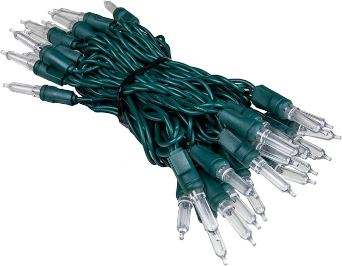 Novelty Lights Vintage Style T5 Pure White LED Christmas Lights, 11.5 Feet Green Wire String of 35 Mini Bulbs, UL Listed Indoor/Outdoor Tree Lighting