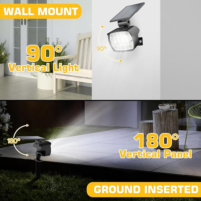 Kaxiida Solar Lights Outdoor Waterproof - 2025 Upgrade 3 Level Ultra Bright Spot Lights Uplights, LED Landscape | Lumora