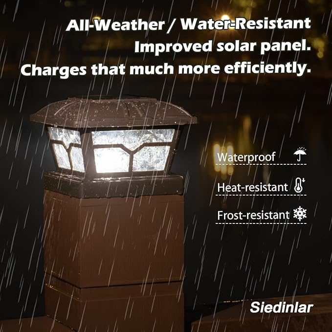 SIEDiNLAR Solar Post Cap Lights Outdoor 2 Color Modes 8 LEDs for 4x4 5x5 6x6 Posts Fence Deck Patio Decoration Warm | Lumora