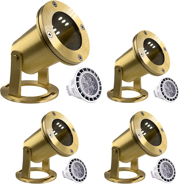 Waterproof Underwater Light 113 (4 Pack) Solid Brass 7W MR16 LED Bulb Pond Light Submersible Waterfall Pool | Lumora