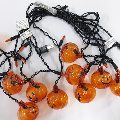 SUNSGNE 7FT Halloween Pumpkin String Lights, 25 Mini Orange Light Bulbs with 10 Plastic Pumpkins Lights for Indoor Outdoor Halloween Christmas Decorations