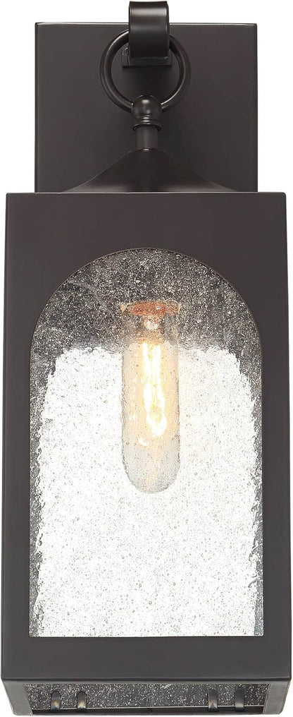 Possini Euro Design Tyne Modern Outdoor Wall Light Fixture Bronze Lantern 16 1/2" Seedy Glass Shade for Exterior Barn Deck House Porch Yard Patio Outside Garage Front Door Garden Home Roof Lawn