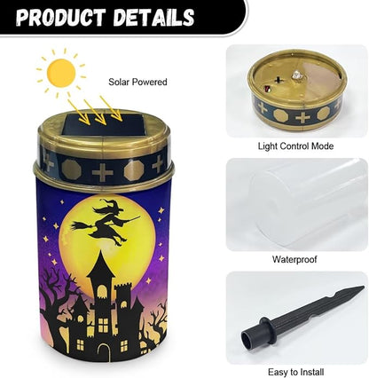 Witch Moon Solar Garden Stake Lights Bright Solar Cemetery Grave Decorations Waterproof Solar Lights for Outside, Driveway Markers Lights for Remembrance Gifts & Sympathy Gifts
