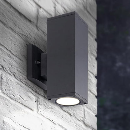 ASD 2 Light Square LED Indoor & Outdoor Wall Light Fixture | 18W 1900LM 3000K-5000K 120V Cylinder Up Down Lights | Dimmable Exterior Wall Sconce | Front Door, Porch, Patio | Black, ETL
