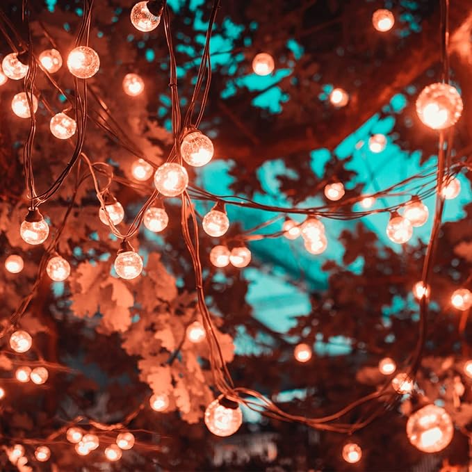 Festival Depot 25FT Patio String Lights with 25 Waterproof G40 Globe Bulbs (3 Spare) for Christmas Halloween, E12 | Lumora