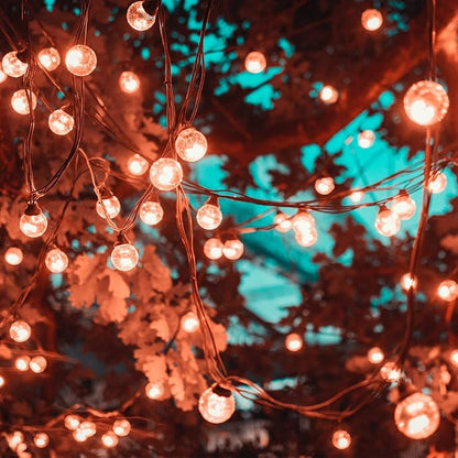Festival Depot 25FT Patio String Lights with 25 Waterproof G40 Globe Bulbs (3 Spare) for Christmas Halloween, E12 Socket, Warm White