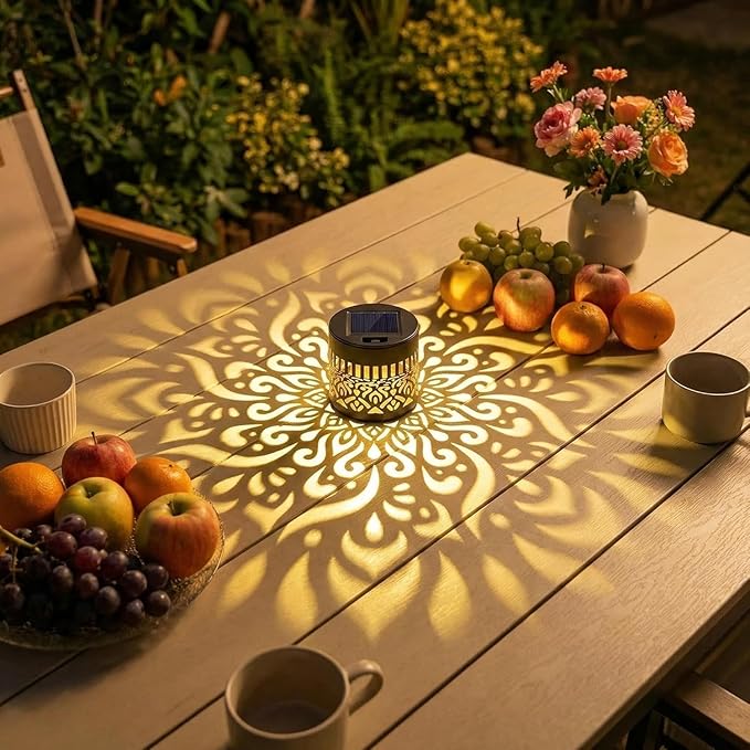 Decorative Solar Mandalas Lights Solar Metal Mandalas Fence Light Waterproof IP65 Deck Step Wall Lights Garden Patio Backyard Post Holiday Gift 2pcs