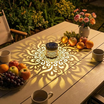 Decorative Solar Mandalas Lights Solar Metal Mandalas Fence Light Waterproof IP65 Deck Step Wall Lights Garden Patio Backyard Post Holiday Gift 2pcs