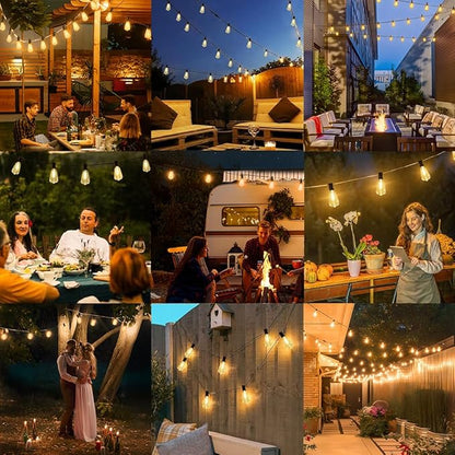 150FT Outdoor String Lights Patio Lights with 60 Shatterproof ST38 Vintage Edison Bulbs (2200K) Commercial Grade Patio Lights, Decorative for Garden or Patio, Black