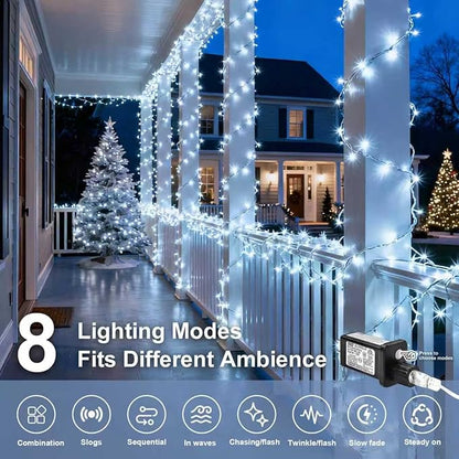 LED String Lights, 165FT 500LED 30V Plug in Waterproof String Lights with 8 Modes for Indoor and Outdoor Party Wedding Home Patio Lawn Garden Supplies (Cool White)