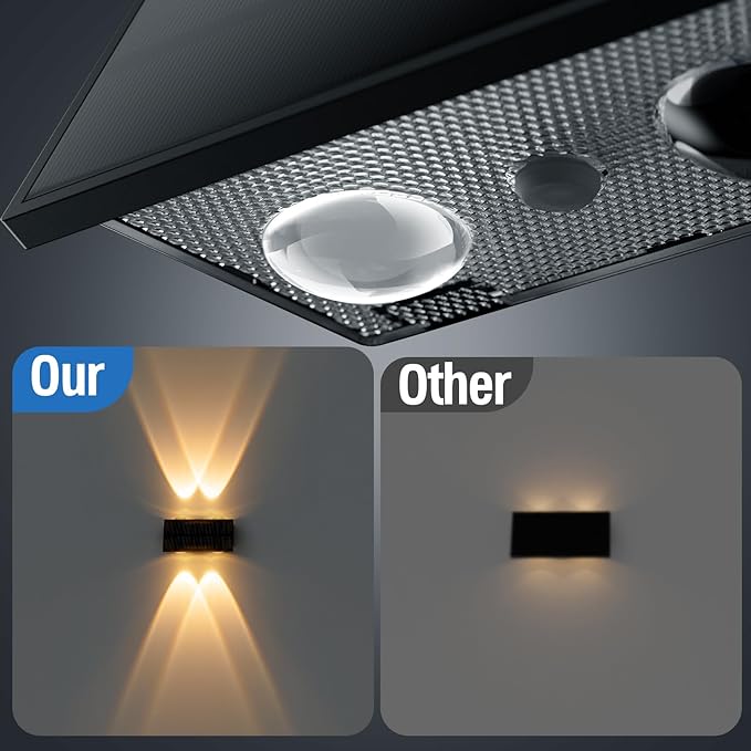 NIORSUN Solar Fence Lights,6 Pack Deck Light,Led Outdoor Lights 3000K/4500K/6000K+ RGB Up & Down Wall Lights | Lumora