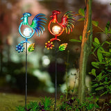 Rooster Solar Garden Lights, 2 Pack Metal Solar Stake Light, 27" H Outdoor Chicken Statues Figurine Lights for | Lumora