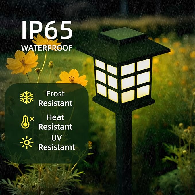 Anern Solar Pathway Lights Outdoor, 4 Pack Waterproof LED Walkway Landscape Light - Provides 6-12 Hours Illumination for Garden, Yard, Patio, Driveway & Landscape Lighting (Warm White)