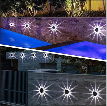 Tofficu 2pcs Solar Wall Lamp Outdoor Solar Garden Light with White LED Powered Patio Yard Light for Fence and Pathway Lamp for Home Exterior Decor