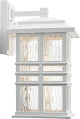 Kichler Beacon Square 14.25" Outdoor Wall Light in White, 1-Light Exterior Wall Sconce with with Clear Hammered | Lumora