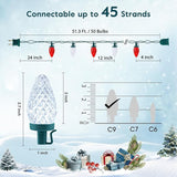 C9 LED Christmas Lights Outdoor with 50 Spring Clips, 50ft 50 LED Waterproof Strawberry String Lights, Commercial | Lumora
