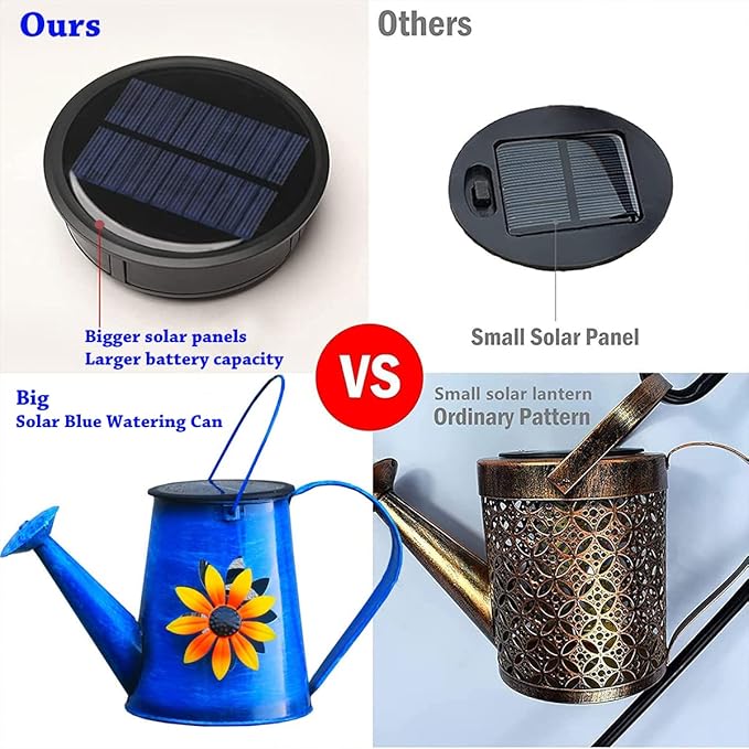 Blue Solar Watering Can with Light,Solar Powered Waterfall Lights 1 Pack 60 - Outdoor Lighting Accessory | Lumora