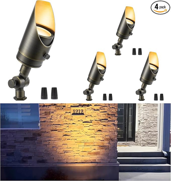Gardenreet Brass Landscape Lighting - Low Voltage Spotlights Outdoor, 12V LED Wired Uplights, Waterproof Spot | Lumora
