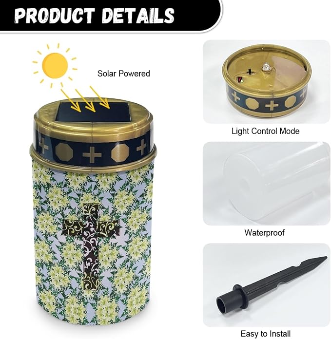 Cross Floral Solar Lights Outdoor,Solar Stake Lights Garden Lights,Waterproof Solar Lights for Outside Yard Patio | Lumora