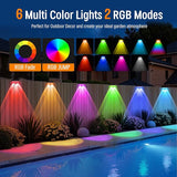 NIORSUN Solar Fence Lights,6 Pack Deck Light,Led Outdoor Lights Warm White + RGB Wall Lights,IP45 Solar Powered | Lumora