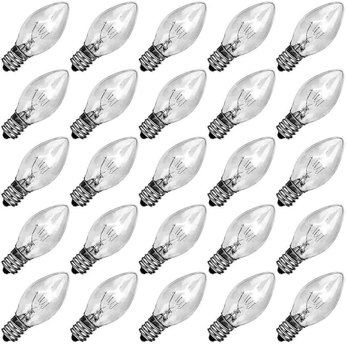 GOOTHY 25 Pack C7 Clear Christmas Light Bulbs, C7 Incandescent Christmas Replacement Lights Bulbs for Outdoor | Lumora