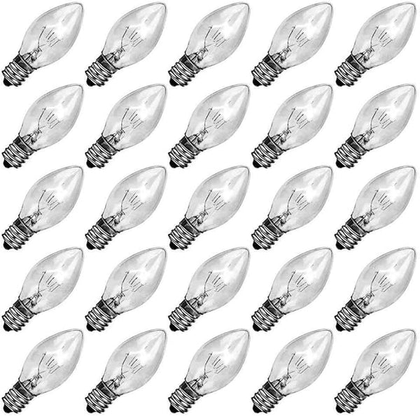 GOOTHY 25 Pack C7 Clear Christmas Light Bulbs, C7 Incandescent Christmas Replacement Lights Bulbs for Outdoor | Lumora