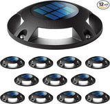 Home Zone 12 Packs Outdoor Solar Deck Light, Black, 120 Lumens Total, Waterproof, Dusk to Dawn, Aluminum Plastic | Lumora