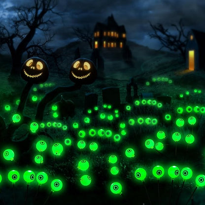 Halloween Solar Pathway Lights 2PK 12 LEDs Solar Outdoor Garden Stake Lights,Decorative Pathway Lights Waterproof Halloween Party Home Yard Patio Decorations Eyeball
