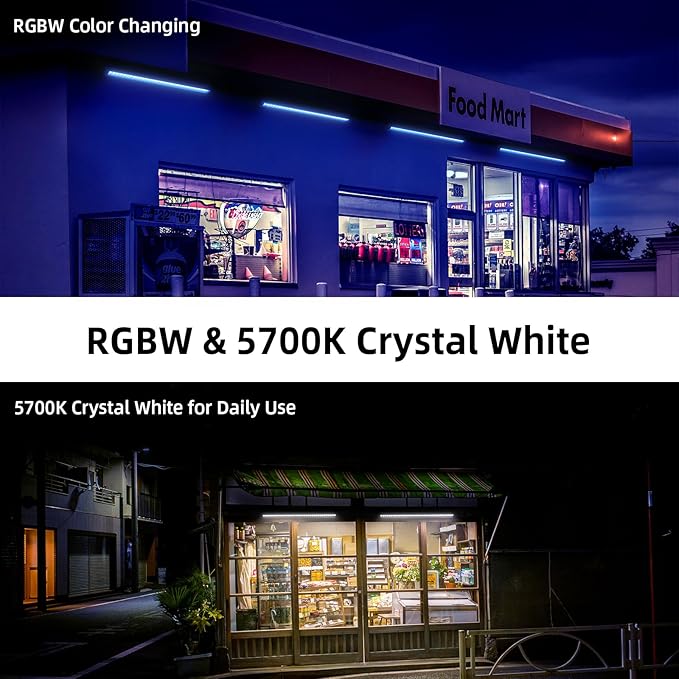 LED Wall Washer Light with RF Remote, 144W Color Changing Linear Wall Light Bar, 120V Waterproof Dimmable RGBW | Lumora