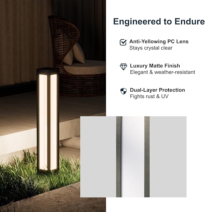 SkyGlow 32" Bollard Light, 120V Line Voltage Aluminum LED IP65 Waterproof Outdoor Modern Landscape Path Lights, 3000K Curb Appeal for Garden Pathway Lawn Patio Courtyard Driveway Commercial