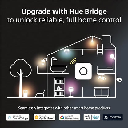 Philips Hue Econic Down Outdoor Smart Wall Light, Black - E26 White and Color Ambiance LED Color-Changing Bulb - 1 Pack - Requires Hue Bridge - Control with Hue App and Voice - Weatherproof