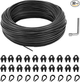 String Light Hanging Kit, Full Black Globe String Lights Suspension Kit w/ 100FT PVC Coated Steel Cable & Enough | Lumora