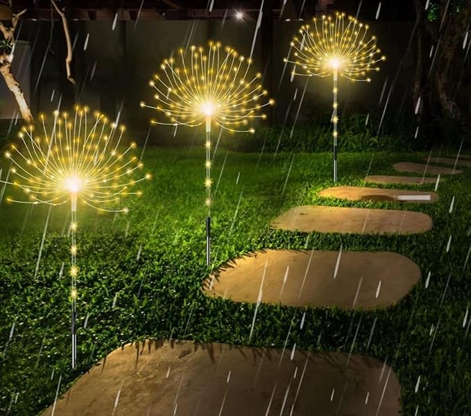 4 Pack Outdoor Solar Decorative Lights with 480 LEDs, Waterproof Solar Firework Lights with 8 Modes, Suitable for Outdoor, Garden, Yard, Pathway and Landscape Decoration