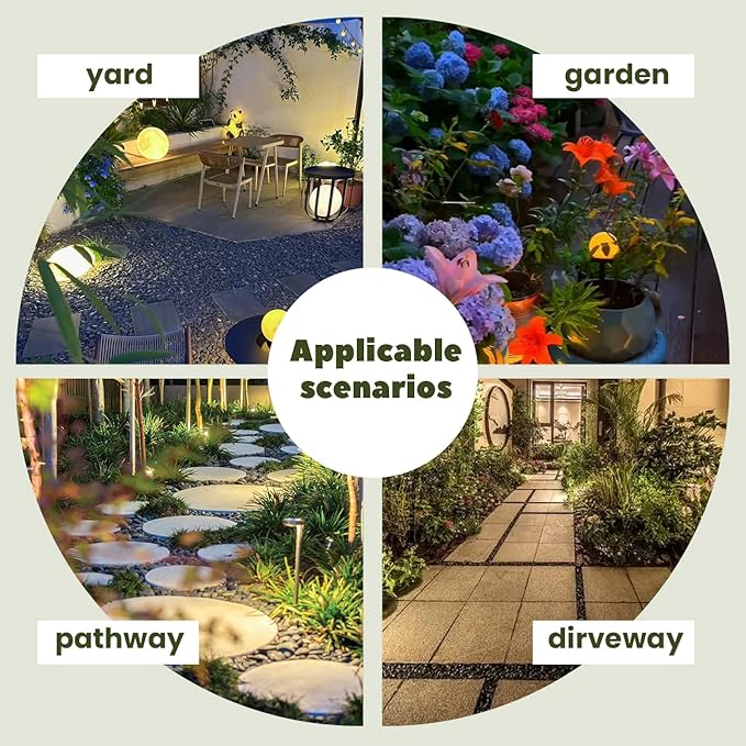 Outdoor Solar Lights, 2 Pack Waterproof LED Garden Lights Solar Powered, Landscape Light Garden Decor, Colorful Outside Decorations for Lawn, Backyard, Patio (Warm Light)