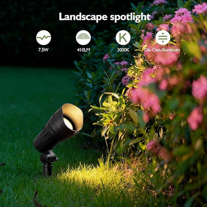LITFIT 8 Pack Low-Voltage Outdoor Integrated LED Landscape Lighting with Spotlights, 3W 185LM and 7.5W 410LM Die-cast Aluminum, IP65 Waterproof Oil-Rubbed Bronze Pathway Light for Yard Lawn