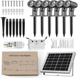 CLY Solar 6 in 1 RGB Spotlights Outdoor Garden, 10 Colors 12 Modes Solar Garden Floodlight Landscape Spotlights | Lumora