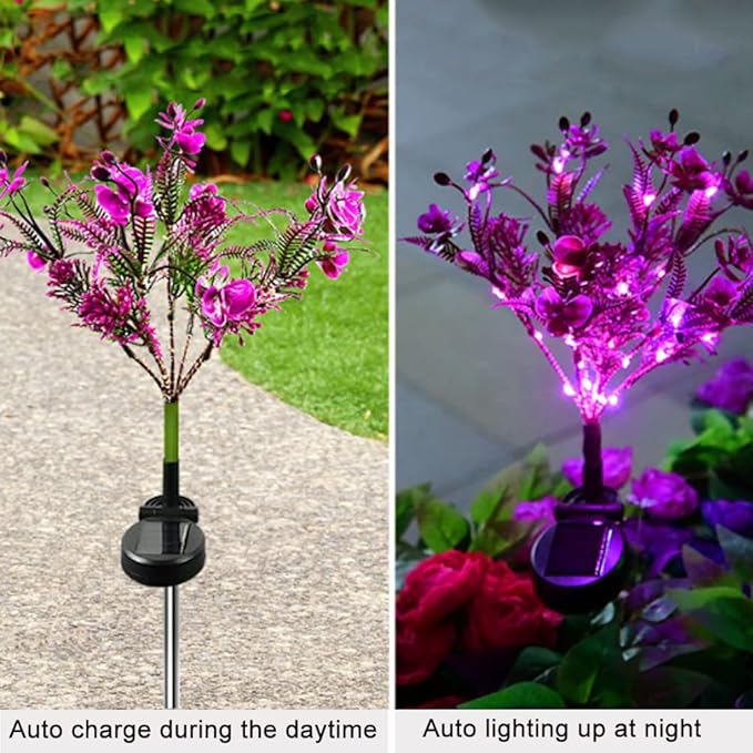 Aolyty Solar Outdoor Garden Decorative Lights, 2 Pack Powered Phalaenopsis Flowers Waterproof IP65 In-Ground Lights for Garden, Yard, Patio, Lawn Decor