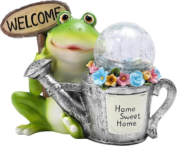 Bshine Frog Solar Lights Outdoor Garden - Waterproof Frog Statue Decoration for Patio, Path, Pathway Sculpture Yard Art, Lawn Ornaments Gift for Mom, Home Decor Valentine's Day Gift