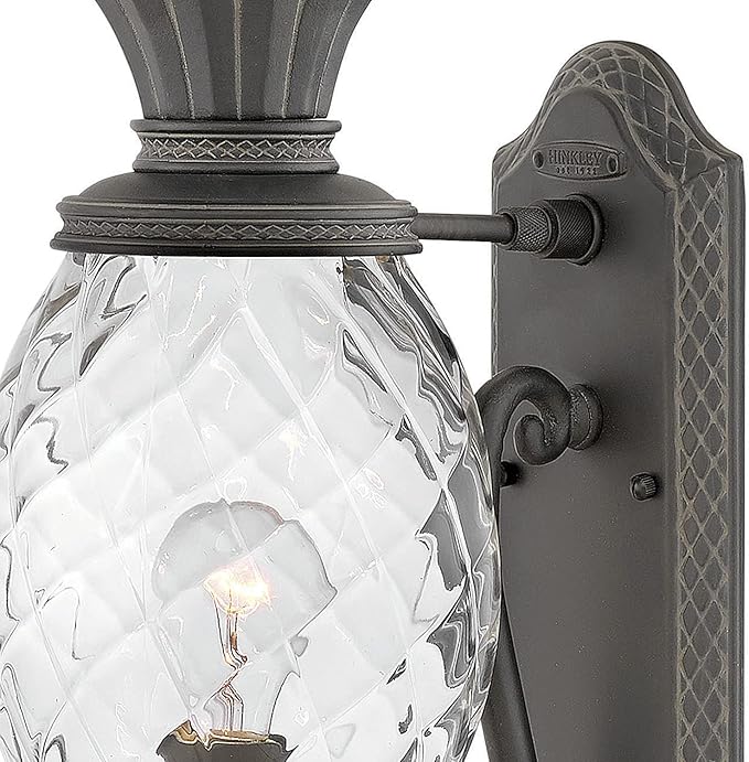 Hinkley Plantation Large Wall Mount Outdoor Lantern - Pineapple Motif, 1-Light, Clear Optic Glass, Aluminum | Lumora